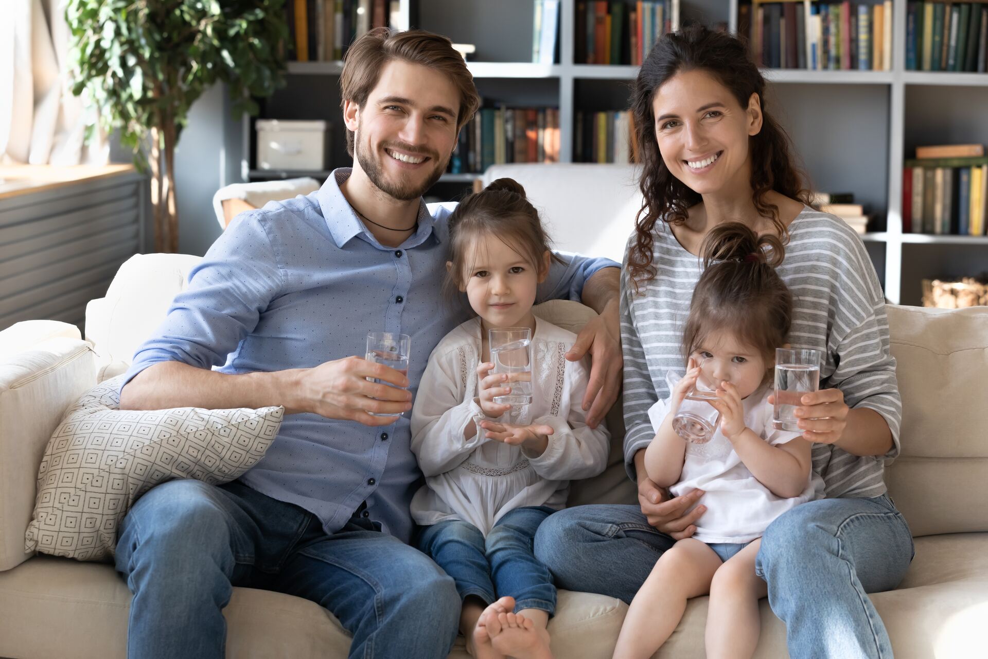 Happy family with clean water